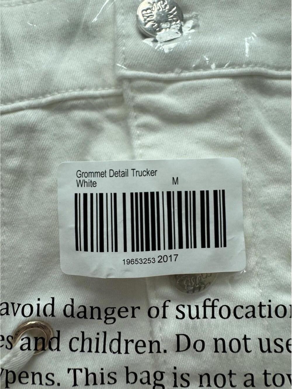 WHBM Women’s Grommet Detail Trucker White Jacket Size M $160 - Picture 6 of 7